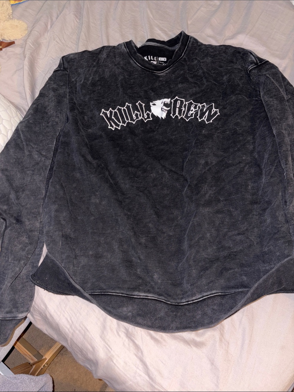 Kill Crew Black Washed Logo Crewneck Sweatshirt